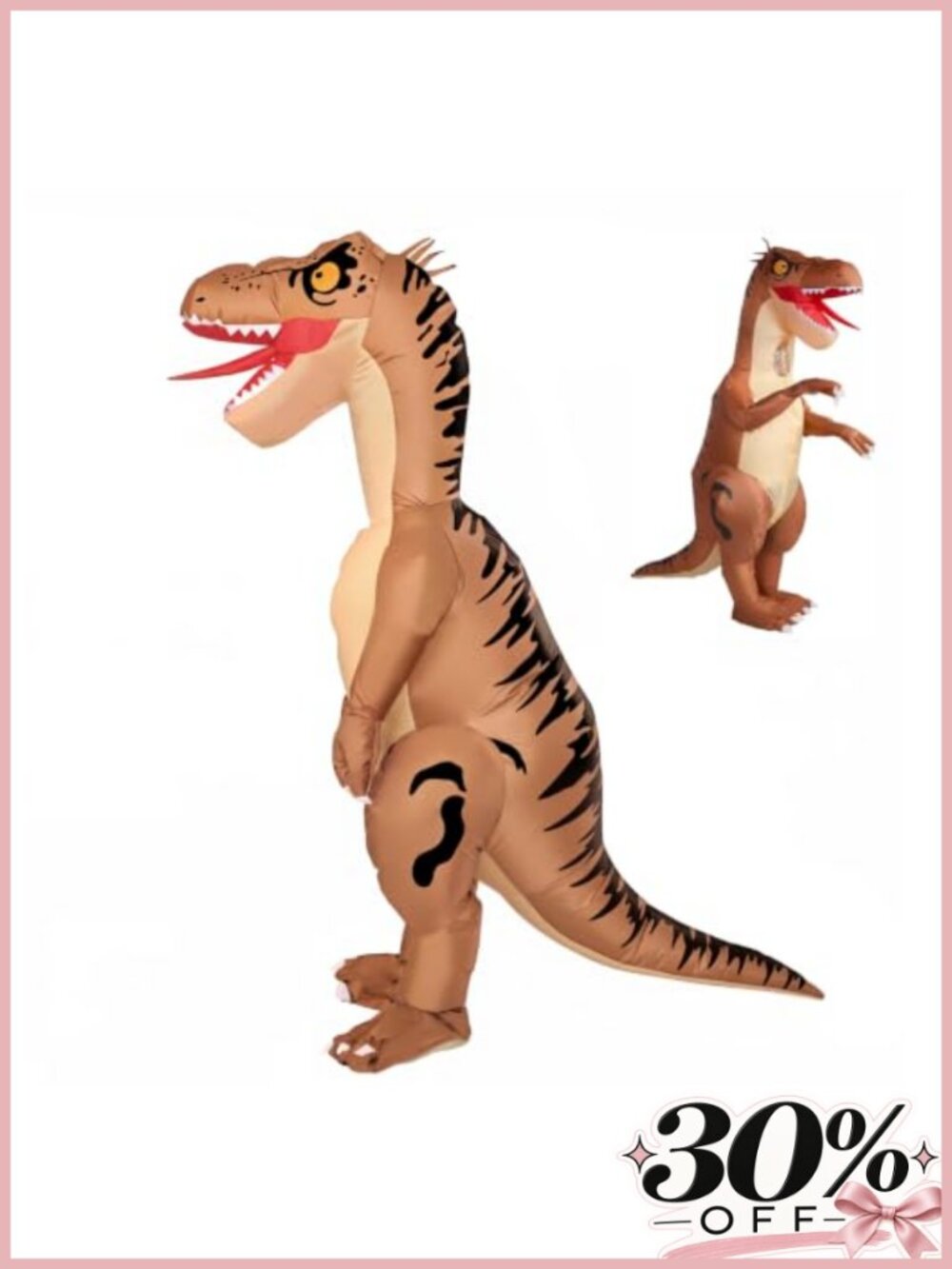 Inflatable Dinosaur Costume Adult LED Light Up T-Rex Halloween Blow Up